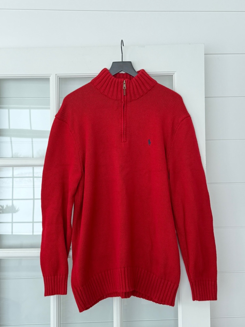 Ralph Lauren Red Half-Zip Knit Sweater